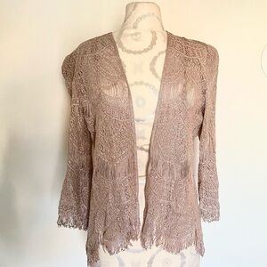 Vintage rose gold sparkly thread fringe cardigan w shoulder pads